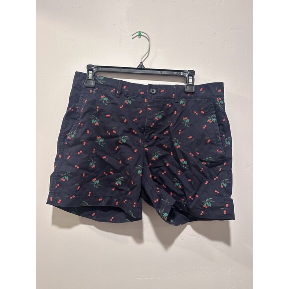 Banana Republic Factory Blue Cherry Print Shorts Size 6 - Picture 1 of 3